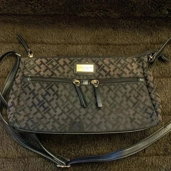 Tommy Hilfiger Accessories - Tommy Hilfiger Black Logo Printed Crossbody Bag Purse